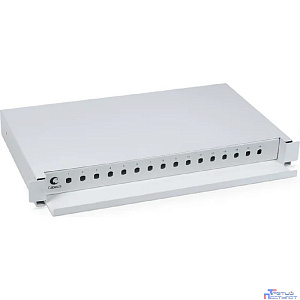Cabeus ODF-19-16-ST Кросс бокс оптический 19" на 16 ST(FC) со сплайс-кассетой, выдвижной (без пигтейлов и проходных адаптеров)