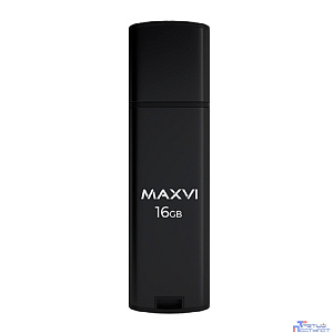 Maxvi USB Drive 16GB MP2 black, монолит с колпачком, ABS пластик + металл, USB 2.0