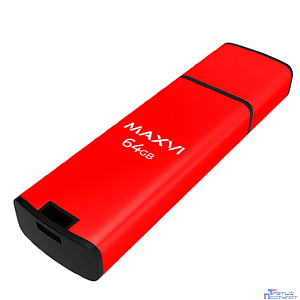 Maxvi USB Drive 64GB MP2 red, монолит с колпачком, ABS пластик + металл, USB 2.0