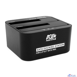 AgeStar 3UBT6-6G Докстанция 2x2.5"/3.5" SATA HDD/SSD AgeStar 3UBT6-6G, USB3.0, пластик, черный, UASP