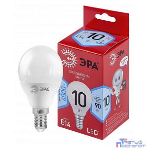 ЭРА Б0050233 Лампочка светодиодная RED LINE LED P45-10W-840-E14 R Е14 / E14 10Вт шар нейтральный белый свет