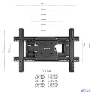 ONKRON M7L чёрный Для телевизоров диагональю 40"-75" Максимальная нагрузка: 68,2 кг VESA: 100x100, 100x200, 200x100, 200x200, 200x300, 200x400, 300x100, 300x200, 300x300, 300x400, 400x200, 400x300, 40
