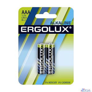 Ergolux  LR03 Alkaline BL-2 (LR03 BL-2, батарейка,1.5В)  (2 шт. в уп-ке)