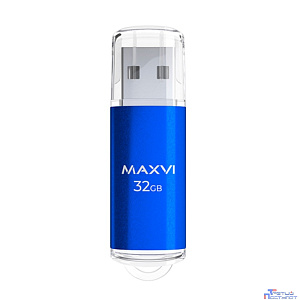 Maxvi USB Drive 32GB MP blue, монолит с колпачком, металл + ABS пластик, USB 2.0 FD32GBUSB20C10MP