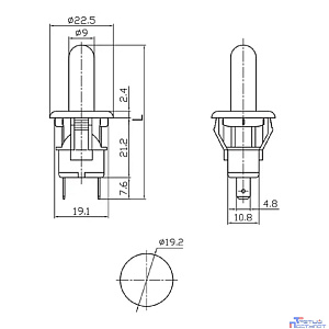 Rexant 36-3021 Выключатель-кнопка 250V 2.5А (2с) ON-(OFF)  Б/Фикс  белый (мебельная)  (1 шт)