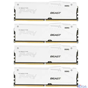 Память оперативная/ Kingston 64GB 6000MT/s DDR5 CL40 DIMM (Kit of 4) FURY Beast White RGB XMP