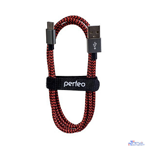 PERFEO Кабель USB2.0 A вилка - USB Type-C вилка, черно-красный, длина 3 м. (U4902)
