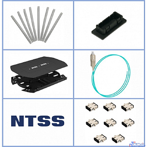 NTSS Кросс NTSS оптический 19'' укомплектованный 1U, 24 порта SC/UPC duplex, 50/125 мкм ОМ3 (сплошная панель, сплайс-кассета 2шт, пигтейлы, КДЗС, адаптеры) черный RAL 9005 NTSS-RFOB-1U-24-2SC/U-503-SP