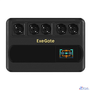 Exegate EX298095RUS ИБП ExeGate NEO Smart BU-1000.LCD.AVR.5SH.RJ.USB <1000VA/500W, цветной LCD-дисплей, AVR, 5*Schuko, RJ45/11, USB, Black>