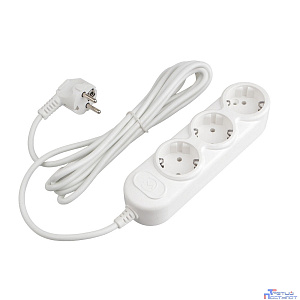 PowerCube Удлинитель (PC-3-3М) 3.0м, 3 розетки, 10А, без выключателя, белый