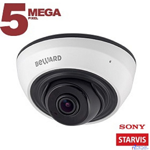 BEWARD SV3212DR Купольная IP-камера 5 Мп, 1/2.8'' КМОП Sony Starvis, 0.006 лк (день)/0.003лк (ночь), 2xWDR до 120 дБ, 3 потока, H.265/H.264/MJPEG, 2592x1944, 30к/c, объектив 2.8 / 3.6 мм (на выбор)