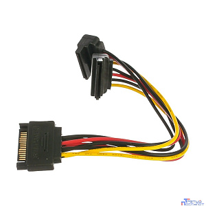 Gembird/Cablexpert Кабель питания SATA, 15см, 15pin (M)/2x15pin(F) на 2 SATA устройства, угловой разъем (CC-SATAM2F-02)