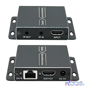 ORIENT VE045IR-2.0, HDMI 4K extender (Tx+Rx), активный удлинитель до 60 м по витой паре Cat6, HDMI 2.0, 4K@60Hz, HDCP2.2, дополнительный выход HDMI, передача ИК (33167)