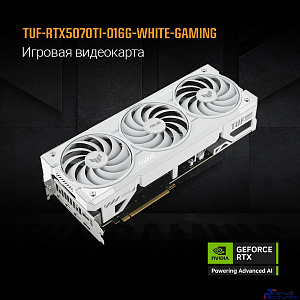 Видеокарта ASUS GeForce RTX5070TI 16Gb DDR7 256 bit 3*DP/2*HDMI 3 FAN (TUF-RTX5070TI-O16G-WHITE-GAMING) RTL