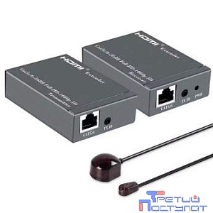 ORIENT VE045IR, HDMI extender (Tx+Rx), активный удлинитель до 60 м по витой паре Cat5e/6, HDMI 1.4а, 1080p@60Hz/3D, HDCP, доп. вых. HDMI, передача ИК сиг. упр.( IR-TX/Rx в компл), БП 5В/1А (31323)