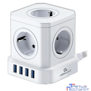 Cablexpert Сетевой фильтр Tower TWR-5-U4-W-2 (5р, 10А, 4 х USB, 3.1А, 2м, ур.защиты 4+) белый, коробка