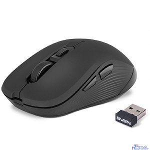 Беспроводная мышь SVEN RX-560SW чёрная (бесшумн. кл. 5+1кл. 800-1600DPI, Soft Touch, блист)