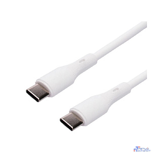 Cablexpert Кабель USB2.0 Type-C/Type-C, 3А, 65Вт, PD/QC3.0, силиконовый, медь, 1м, белый, пакет (CC-USB2S-CMCM-1M-W)