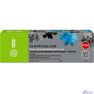 Картридж струйный Cactus CS-R-PFI320C-CHIP PFI-320C голубой (260мл) для Canon imagePrograff TM-200/200MFP/205/300/300MFP/305/250/255/350/355 с чипом