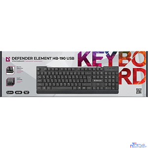 Defender Клавиатура Element HB-190 USB RU [45191] {Проводная,черный,полноразмерная}