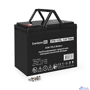 Exegate EX297560RUS Аккумуляторная батарея ExeGate DTM 1275L (12V 75Ah, болт М6)