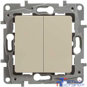 Legrand 672302 Выключатель двухклавишный - Etika - 10 A - 250 В~ - слоновая кость