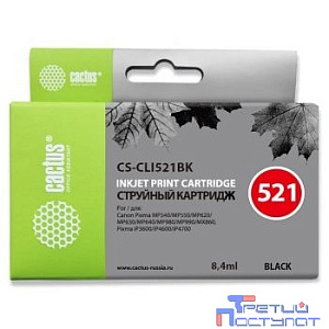 Cactus CLI-521BK  Картридж  для Canon MP540/620/630/980/PIXMA iP4700, черный