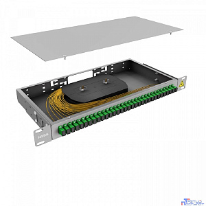 NTSS Кросс 19" NTSS PREMIUM, предсобранный 1U, 32 порта SC/APC, 9/125 мкм, (сплошная панель, розетки, сплайс, КДЗС, пигтейлы) NTSS-RFOB-PM-1U-32-SC/A-9-SP1.5G0A
