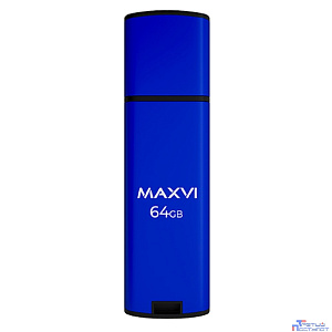 Maxvi USB Drive 64GB MP2 black, монолит с колпачком, ABS пластик + металл, USB 2.0