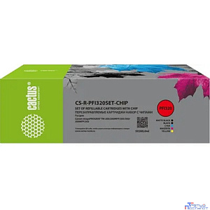Картридж перезаправляемый струйный Cactus CS-R-PFI320SET-CHIP набор 5шт.упак. для Canon imagePROGRAF TM-200/200MFP/205/300/300MFP/305/250/255/350/355 с чипом