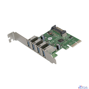 Exegate EX283716RUS Контроллер EXE-314 PCI-E 2.0, 4*USB3.0 ext, разъем доп.питания (OEM)
