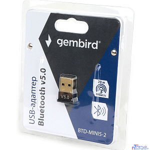 Gembird Адаптер Bluetooth, ультратонкий корпус, v.5.0, 20 метров, USB (BTD-MINI5-2)