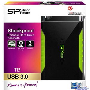 Silicon Power Portable HDD 2Tb Armor A15 SP020TBPHDA15S3K {USB3.0, 2.5", Shockproof, black}