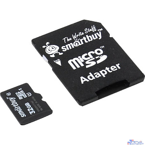 Micro SecureDigital 32Gb Smart buy SB32GBSDCL10-01 {Micro SDHC Class 10, SD adapter}