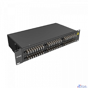 NTSS Кросс 19" NTSS PREMIUM, предсобранный 2U, 48 портов LC/UPC duplex, 62,5/125 мкм, (розетки, сплайс 3шт, КДЗС, пигтейлы), черный, RAL9005 NTSS-RFOB-PM-2U-48-2LC/U-62.5-SP1.5G1A-BL