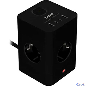 BURO BU-PTE4.1UC-B 1.5м (4 розетки) черный (коробка) {2090201}