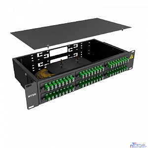 NTSS Кросс 19" NTSS PREMIUM, предсобранный 2U, 32 порта LC/APC duplex, 9/125 мкм, (розетки, сплайс 2шт, КДЗС, пигтейлы), черный, RAL9005 NTSS-RFOB-PM-2U-32-2LC/A-9-SP1.5G1A-BL