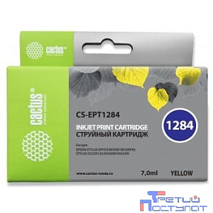 Cactus T1284 Картридж для EPSON Stylus S22/SX125/SX130/SX420W/Office BX305F желтый (7мл)