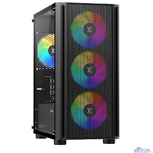 XASTRA Корпус A402M 4ARGB-C6 Black mATX/Mesh/full-size TG/ 4x120mm ARGB PWM fans/Argb+PWM HUB 6port/  A402M-4FC12A-BK-C6