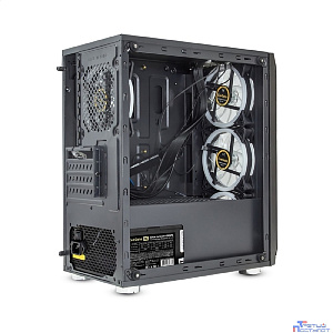Exegate EX294476RUS Корпус Minitower  Mistery R3-NPX400 (mATX, БП 400NPX с вент. 12 см, 2*USB+1*USB3.0, аудио, черный, 4 вент. 12см с RGB подсветкой, боковая панель - закаленное стекло)