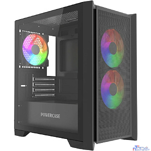 Powercase Alisio Micro Z3B ARGB V2, Tempered Glass, 3x 120mm ARGB fan, чёрный, mATX  (CAMZB-A3-V2)
