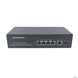 NEOMAX неуправляемый коммутатор NMS-106PoE-1000-S, 6 портов 1000 Mbps, 4xPoE+, 1xSFP, 110W, металл