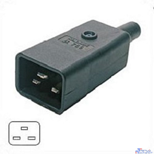 Hyperline CON-IEC320C20 Разъем IEC 60320 C20 220В 16A на кабель, контакты на винтах (плоские выступающие штыревые контакты в пластиковом обрамлении), прямой