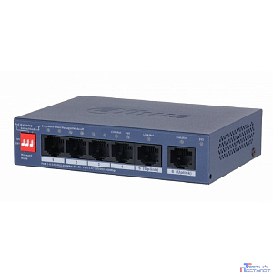 DAHUA DH-CS4006-4GT-36 4-портовый гигабитный PoE коммутатор с функцией облачного управления, 4 RJ45 10/100/1000Мбит/с (PoE/PoE+), 2 RJ45 10/100/1000Мбит/с (uplink)