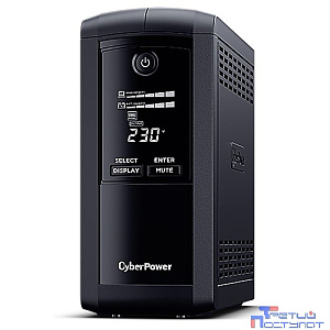 ИБП CyberPower VP1000EILCD {Line-Interactive, Tower, 1000VA/550W USB/RS-232/RJ11/45  (6 IEC С13), 12В/9 Ач х 1}
