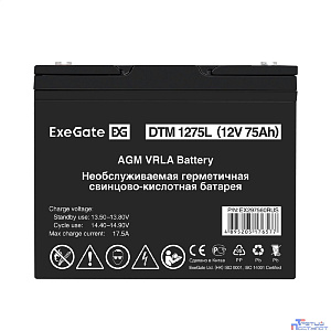 Exegate EX297560RUS Аккумуляторная батарея ExeGate DTM 1275L (12V 75Ah, болт М6)