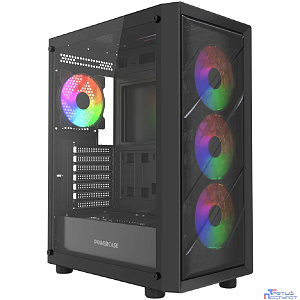 Powercase Mistral EA21, Tempered Glass, 4x 120mm FRGB Fan, чёрный, ATX  (CMAEA21-L4)