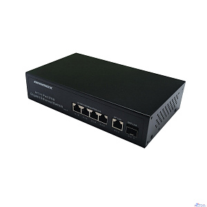 NEOMAX неуправляемый коммутатор NMS-106PoE-1000-S, 6 портов 1000 Mbps, 4xPoE+, 1xSFP, 110W, металл