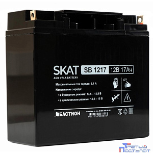 АКБ БАСТИОН SKAT SB 1217 AGM 12V 17Ач I зар.5,1А, B1 (под болт М5), гарантия 18 мес (2536)