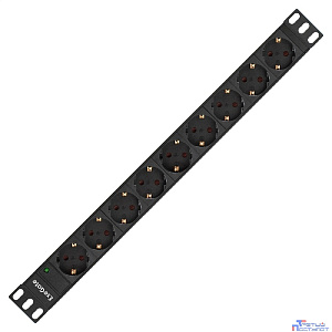 Exegate EX280850RUS Блок розеток ExeGate ServerPro PDU-19H904 Al-9S-EU2.5, 19",1U,алюм, 9Schuko, евровилка, 2.5м